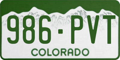 CO license plate 986PVT