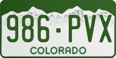 CO license plate 986PVX