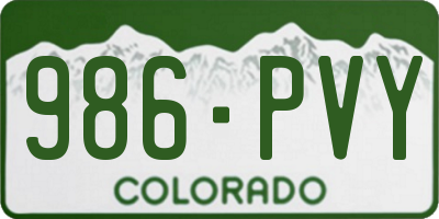 CO license plate 986PVY