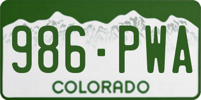 CO license plate 986PWA