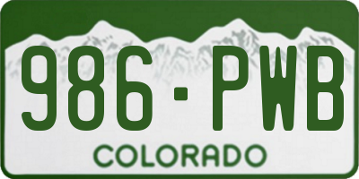 CO license plate 986PWB
