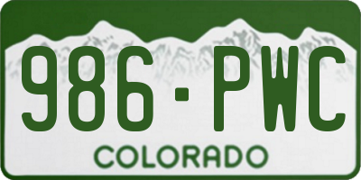 CO license plate 986PWC