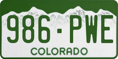 CO license plate 986PWE