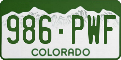 CO license plate 986PWF