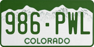 CO license plate 986PWL