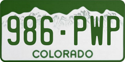 CO license plate 986PWP