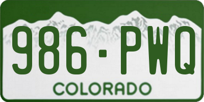 CO license plate 986PWQ