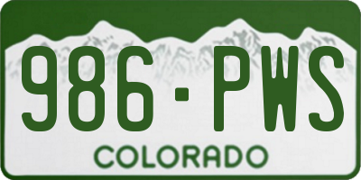 CO license plate 986PWS