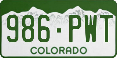 CO license plate 986PWT