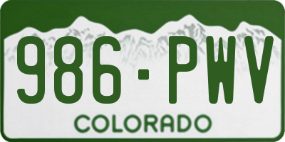 CO license plate 986PWV
