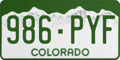 CO license plate 986PYF