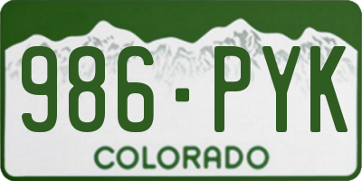 CO license plate 986PYK