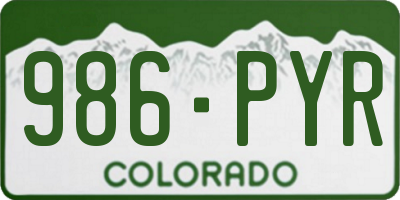 CO license plate 986PYR