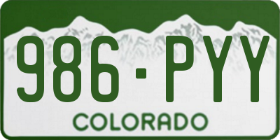 CO license plate 986PYY