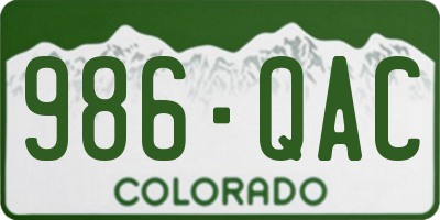 CO license plate 986QAC