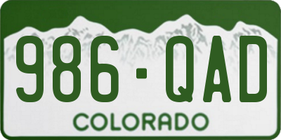 CO license plate 986QAD
