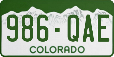 CO license plate 986QAE