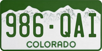 CO license plate 986QAI