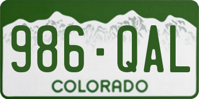 CO license plate 986QAL