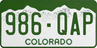 CO license plate 986QAP