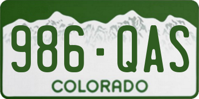 CO license plate 986QAS