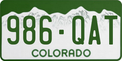 CO license plate 986QAT