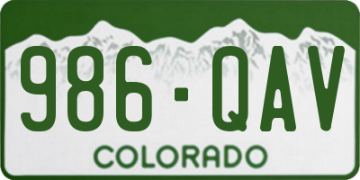 CO license plate 986QAV