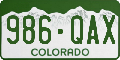 CO license plate 986QAX
