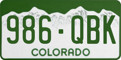 CO license plate 986QBK