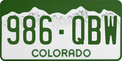 CO license plate 986QBW