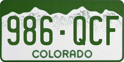 CO license plate 986QCF