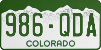 CO license plate 986QDA