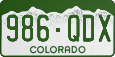 CO license plate 986QDX