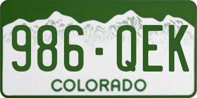 CO license plate 986QEK
