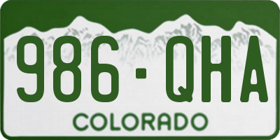 CO license plate 986QHA
