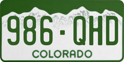CO license plate 986QHD