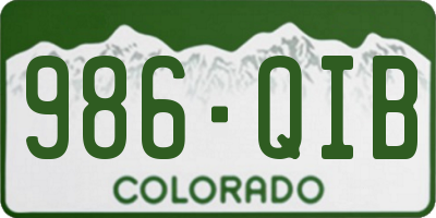 CO license plate 986QIB
