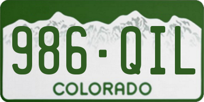 CO license plate 986QIL