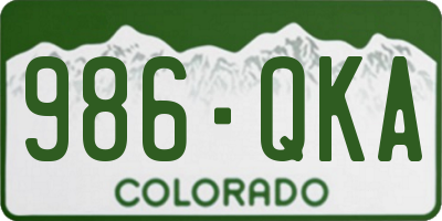 CO license plate 986QKA