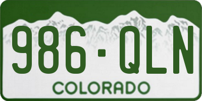 CO license plate 986QLN