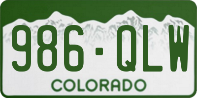 CO license plate 986QLW