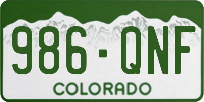 CO license plate 986QNF