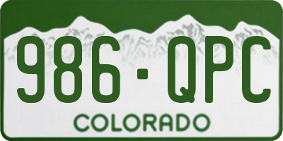 CO license plate 986QPC