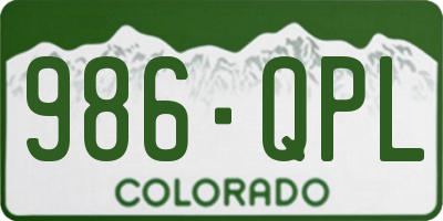 CO license plate 986QPL