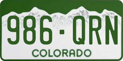 CO license plate 986QRN