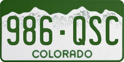 CO license plate 986QSC