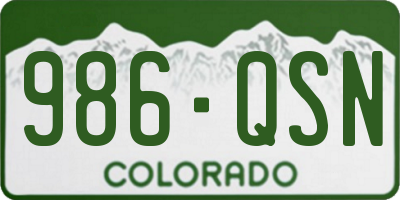 CO license plate 986QSN