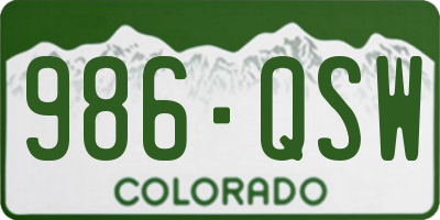 CO license plate 986QSW