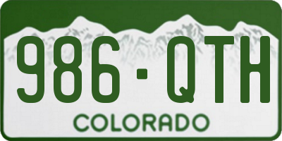 CO license plate 986QTH