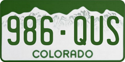 CO license plate 986QUS